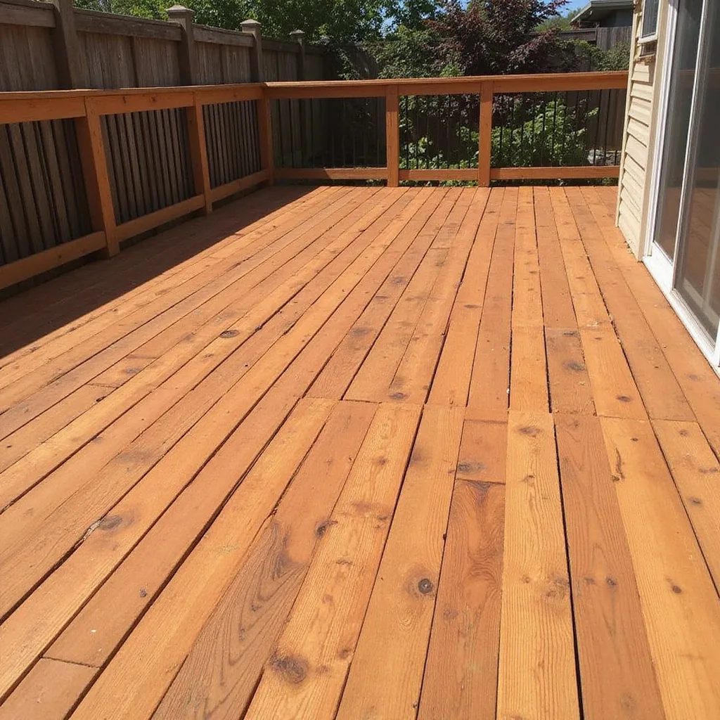 Deck surface preparation and staining planning for exterior wood boards