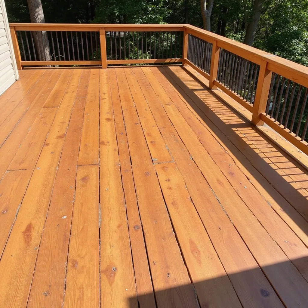 Backyard deck boards railings and stairs reviewed before staining work