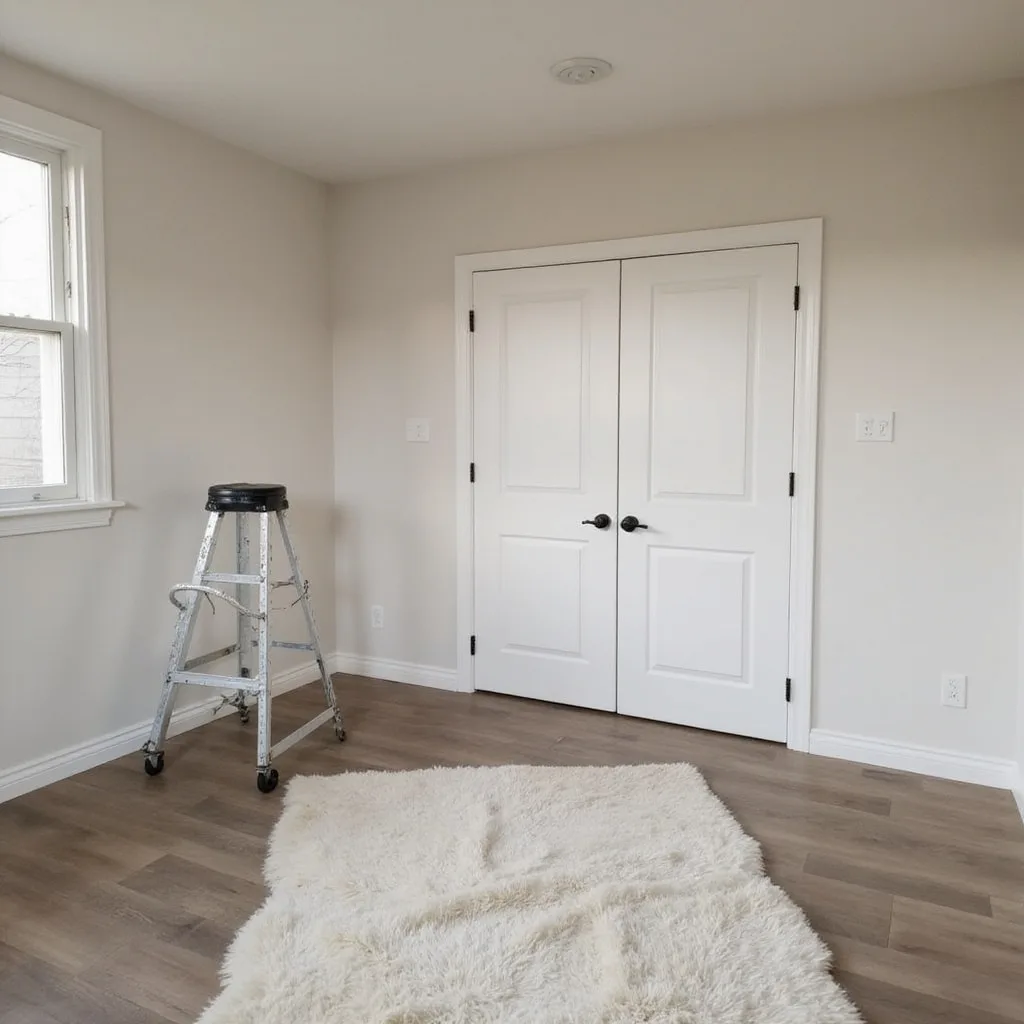 Interior room with painted walls doors trim and work access planning