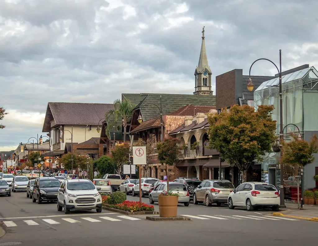 Gramado city and saint peter church tower gramad