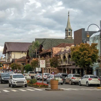 Gramado city and saint peter church tower gramad